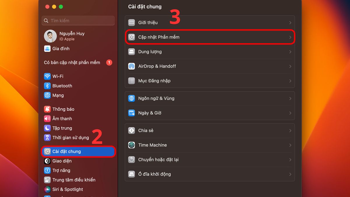 Cập nhật macOS bước 2