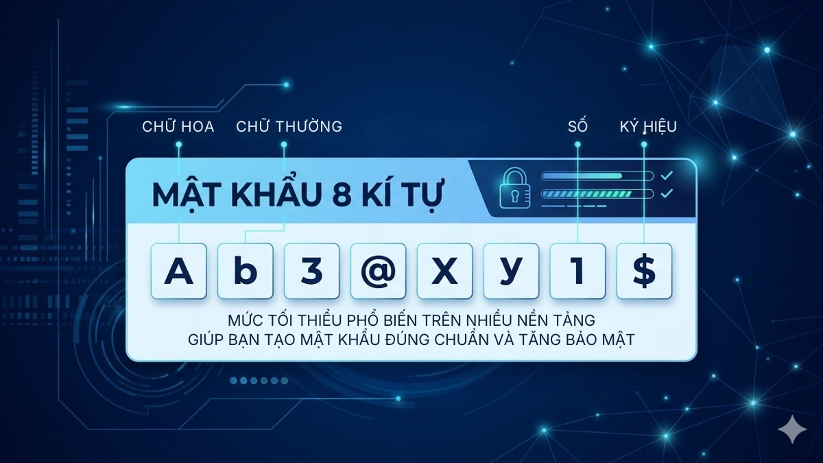 Mật khẩu 8 ký tự là một chuỗi gồm chính xác 8 ký tự