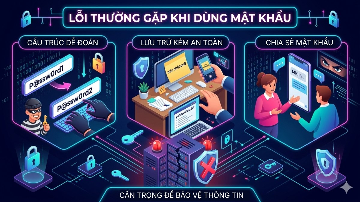 Những lỗi thường gặp khi đặt mật khẩu 8 ký tự