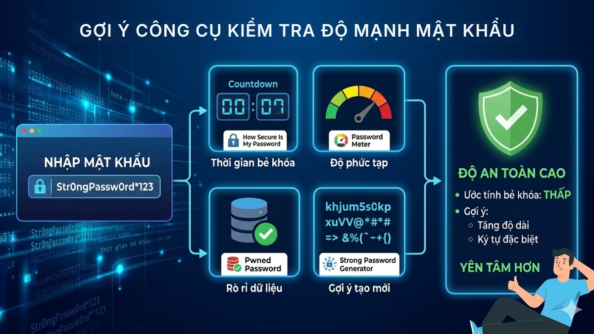 Gợi ý công cụ kiểm tra độ mạnh mật khẩu 8 ký tự