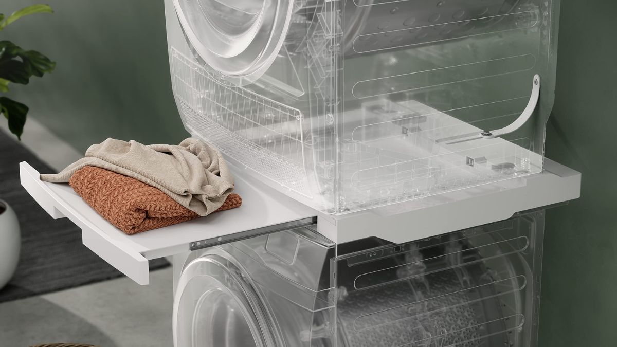 Sử dụng bộ kit xếp chồng để chồng máy sấy lên máy giặt đúng kỹ thuật