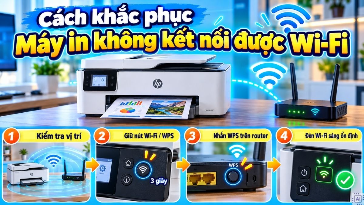 Xử lý máy in không kết nối được WiFi bước 1