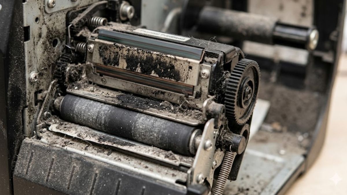 Đầu in nhiệt bị bẩn hoặc bám bụi