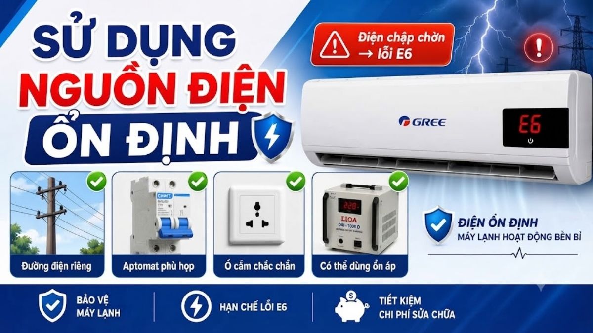 Sử dụng nguồn điện ổn định
