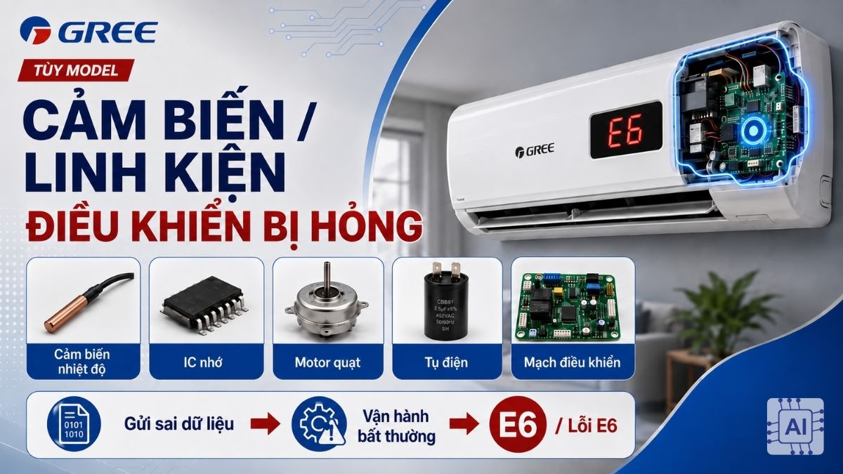 Cảm biến hoặc linh kiện điều khiển bị hỏng (tùy model)