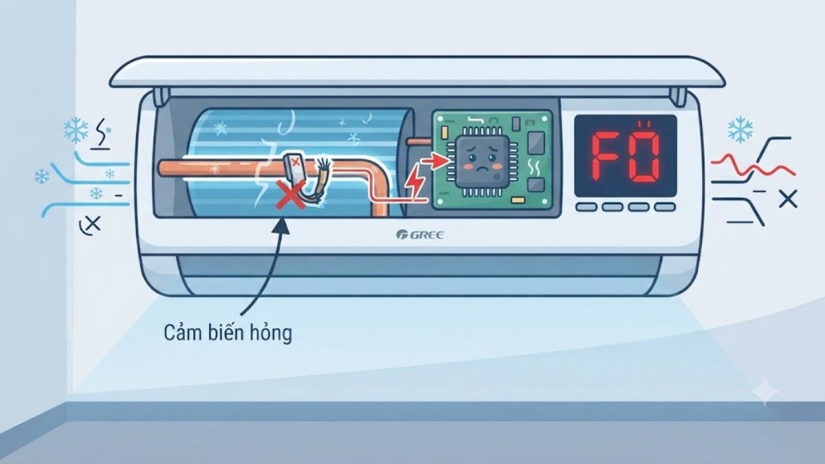 Cảm biến nhiệt dàn lạnh bị hỏng hoặc hoạt động bất thường