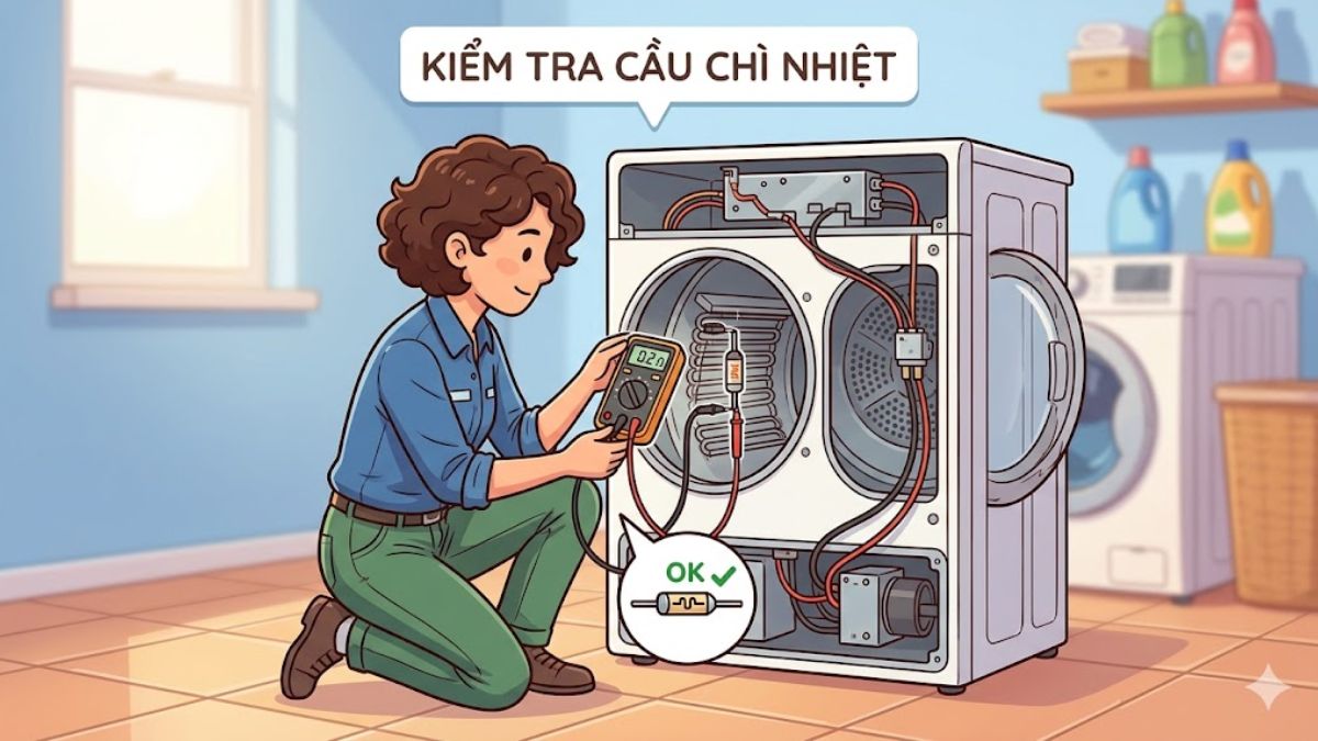 Kiểm tra cầu chì nhiệt của máy sấy quần áo