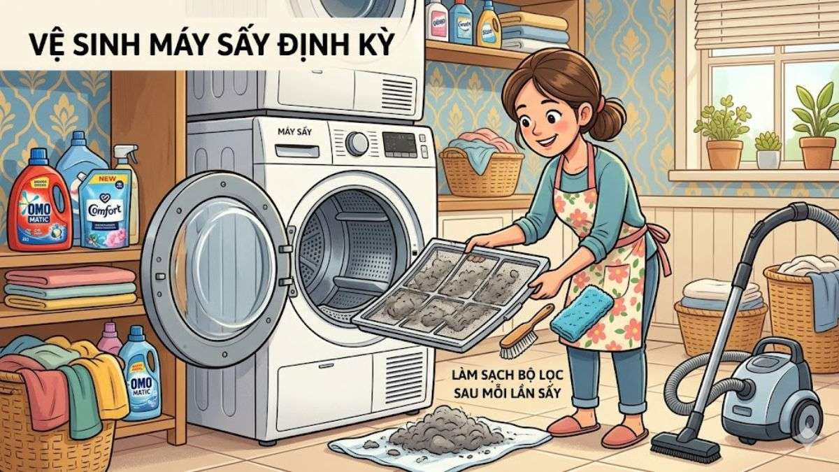 Nên vệ sinh máy sấy quần áo định kỳ