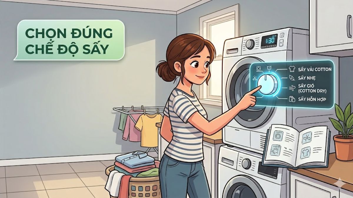 Lựa chọn đúng chế độ sấy quần áo