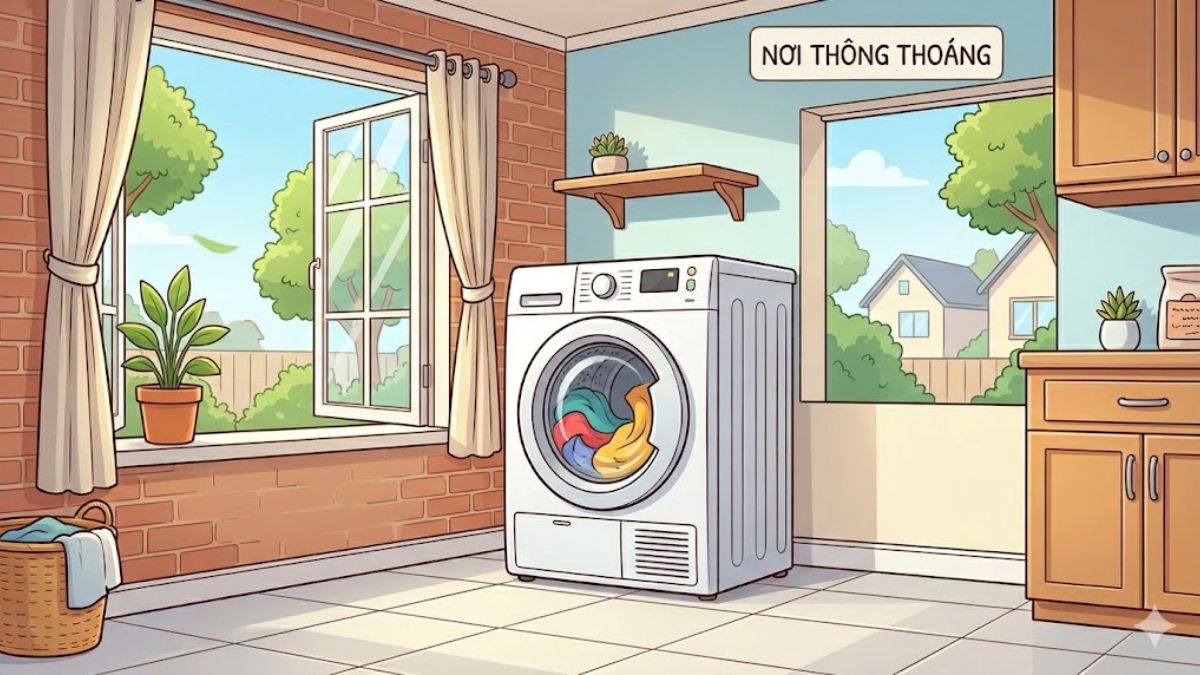 Đặt máy sấy quần áo ở nơi thông thoáng