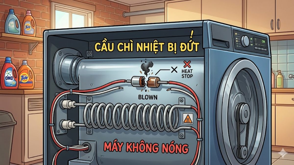 Máy sấy quần áo không nóng khi cầu chì nhiệt bị đứt