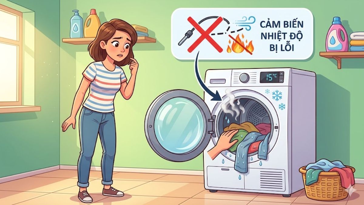 Cảm biến nhiệt độ bị lỗi cũng là một nguyên nhân khiến máy sấy quần áo không nóng