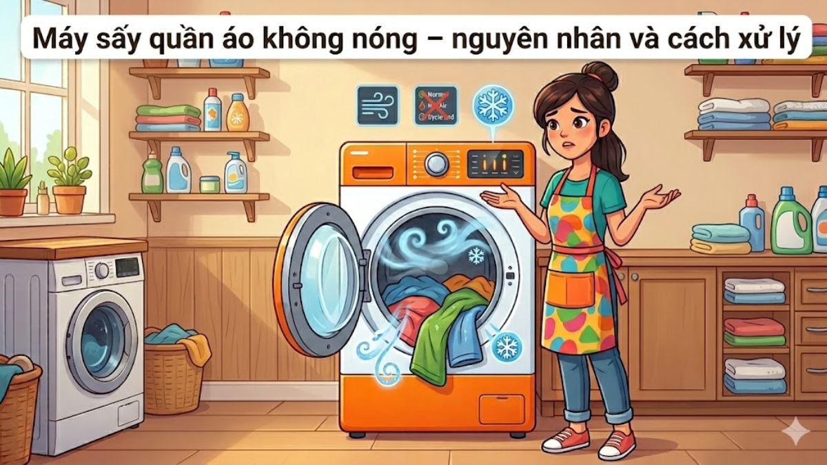 Máy sấy quần áo không nóng - nguyên nhân và cách sửa nhanh tại nhà