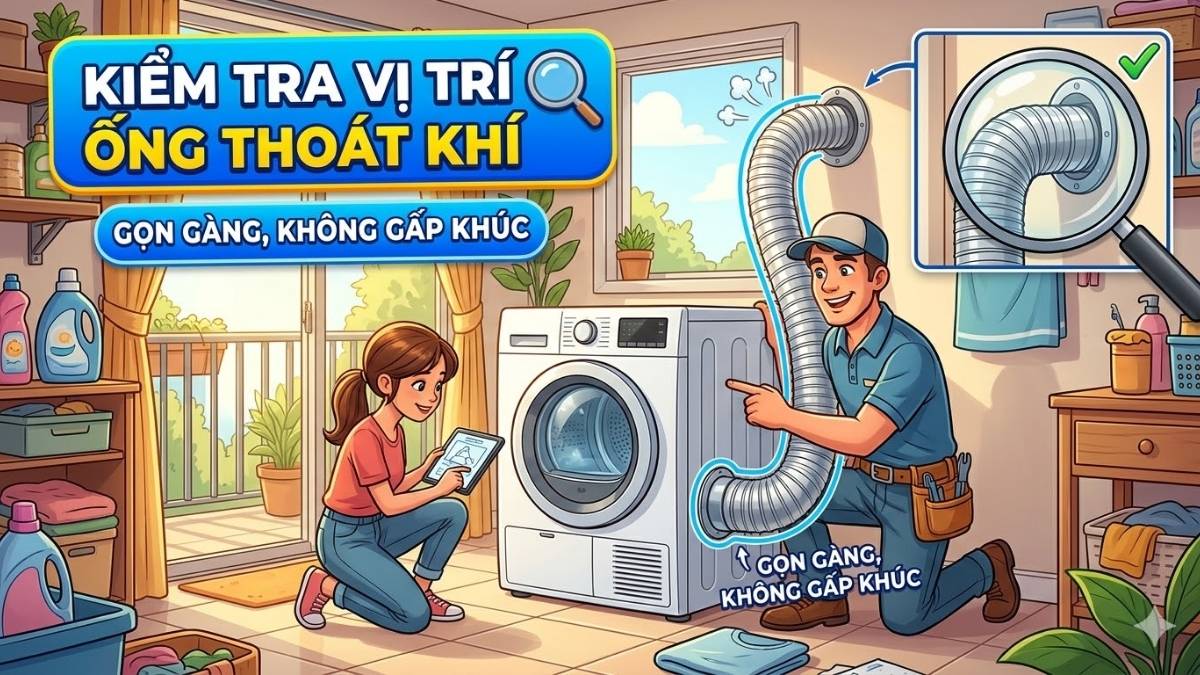 Kiểm tra vị trí lắp đặt ống thoát khí