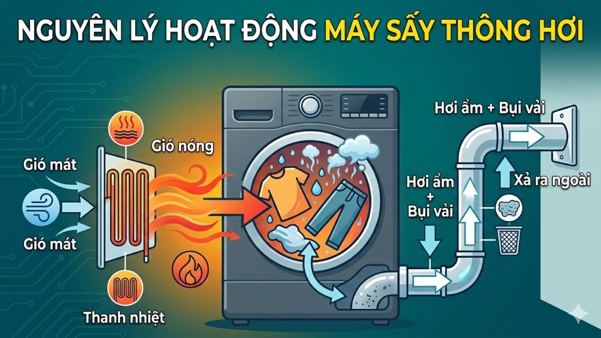 Nguyên lý hoạt động của máy sấy thông hơi
