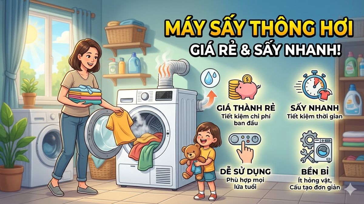 Ưu điểm của máy sấy thông hơi