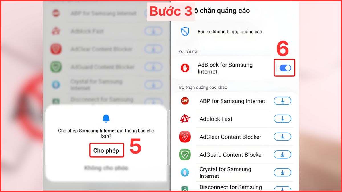 Cách chặn quảng cáo trên trình duyệt Samsung Internet bước 3