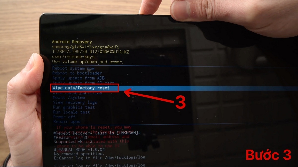 Cách khôi phục cài đặt gốc máy tính bảng Samsung bước 3