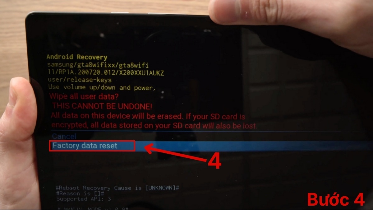Cách khôi phục cài đặt gốc máy tính bảng Samsung bước 4