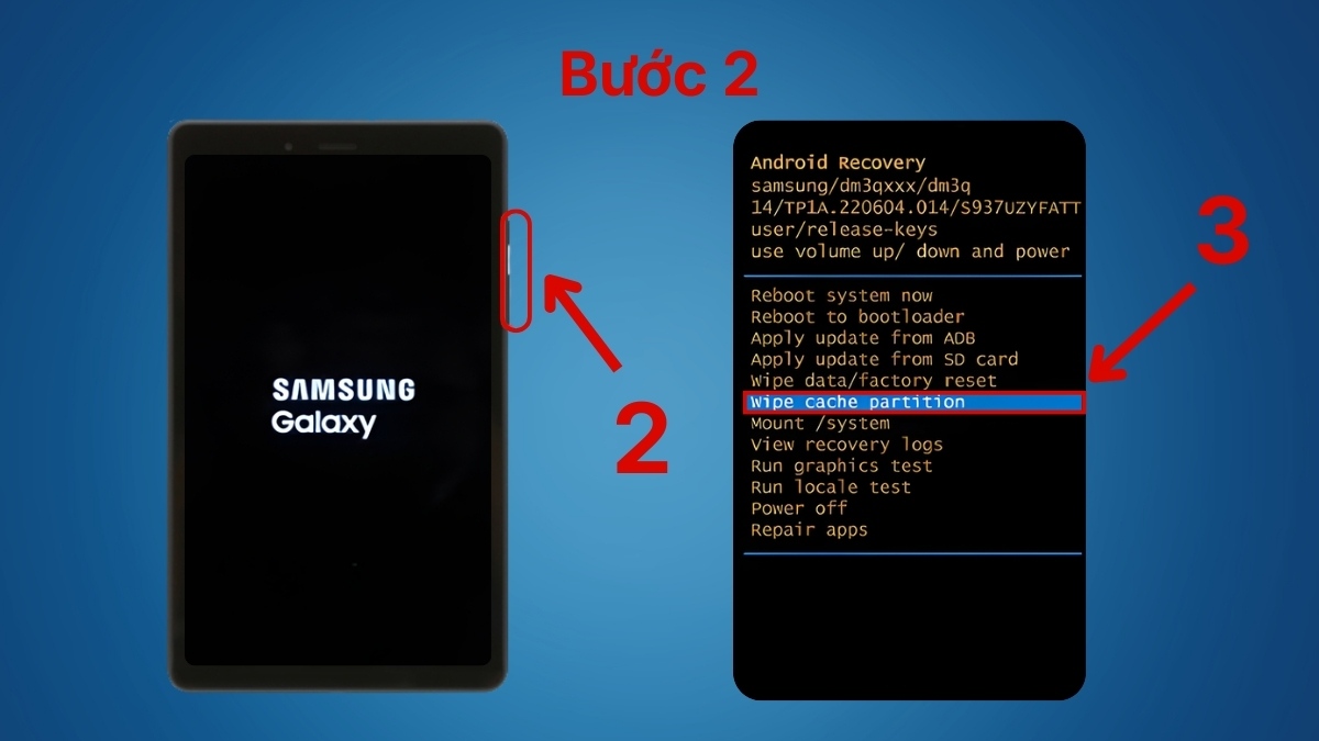 Cách xóa bộ nhớ đệm hệ thống trên máy tính bảng Samsung bước 2