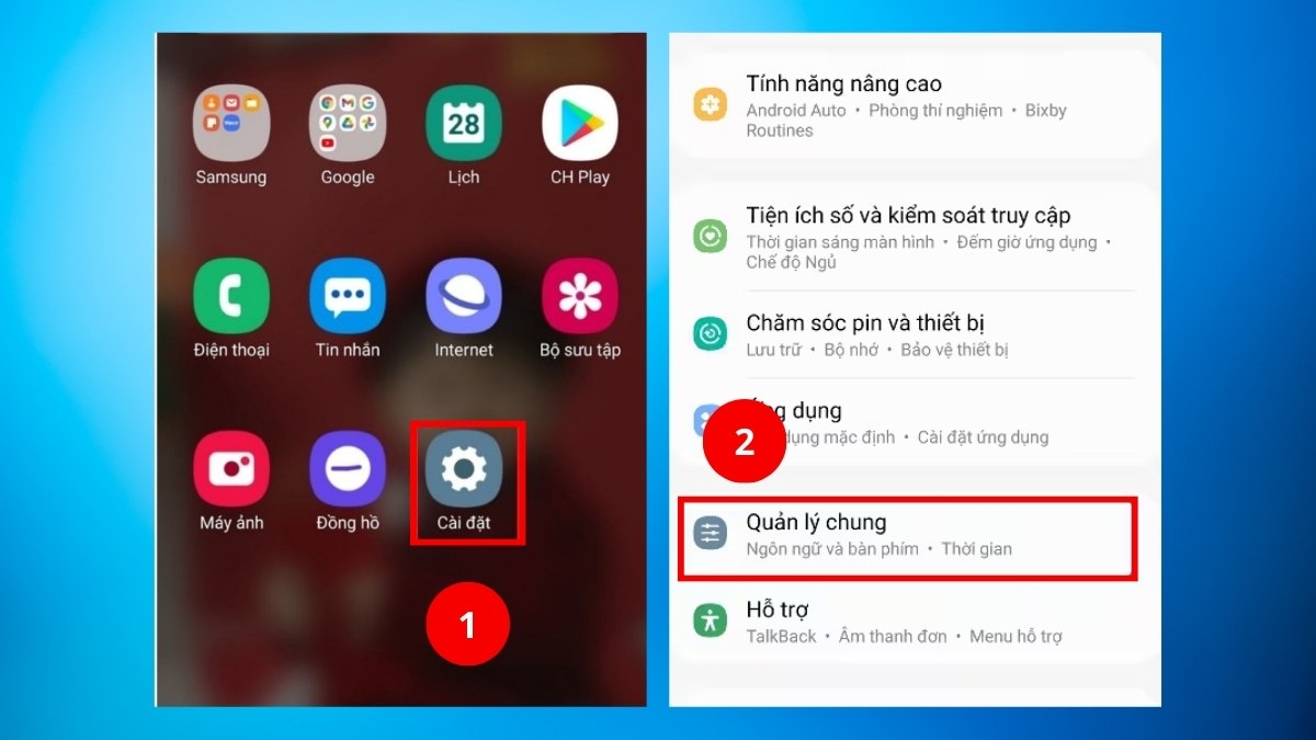 Khôi phục cài đặt gốc trên máy tính bảng Samsung để khắc phục tình trạng treo màn hình bước 1