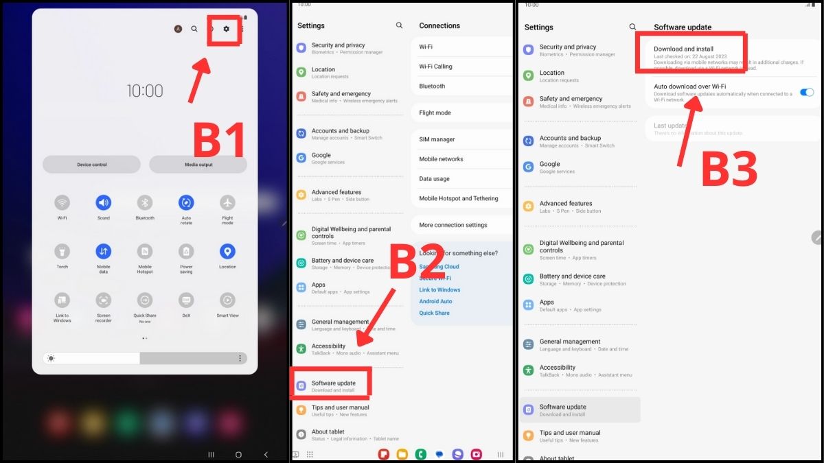 Cập nhật phần mềm, hệ điều hành để khắc phục máy tính bảng Samsung không kết nối được Wifi bước 1