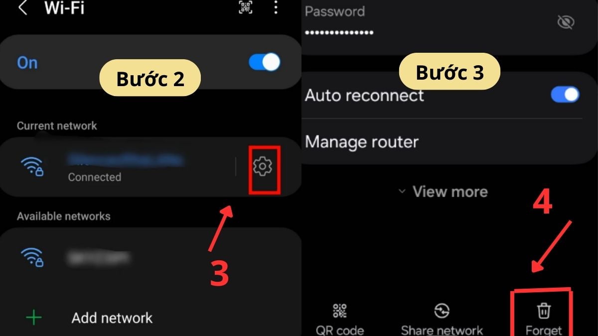 Tắt Wifi hoặc quên mạng trên máy rồi kết nối lại để khắc phục tình trạng máy tính bảng Samsung không nhận Wifi bước 2