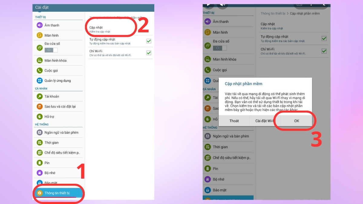Kiểm tra và cập nhật phần mềm máy tính bảng Samsung bước 1