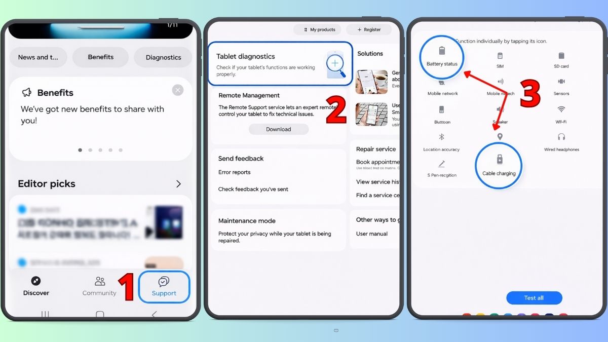 Chạy thử nghiệm bằng ứng dụng Samsung Members bước 1