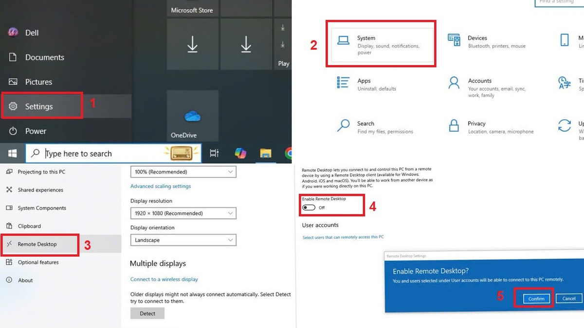 Cách kích hoạt Remote Desktop Windows 10 (Hình minh họa)