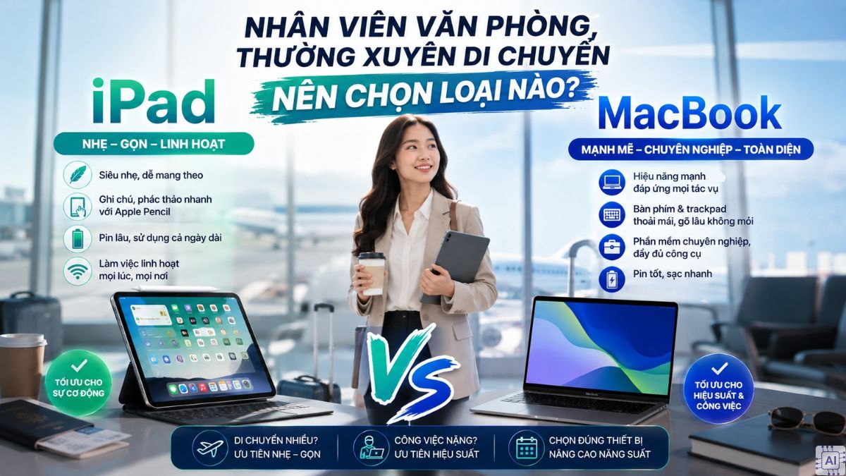 Nhân viên văn phòng, thường xuyên di chuyển nên chọn loại nào
