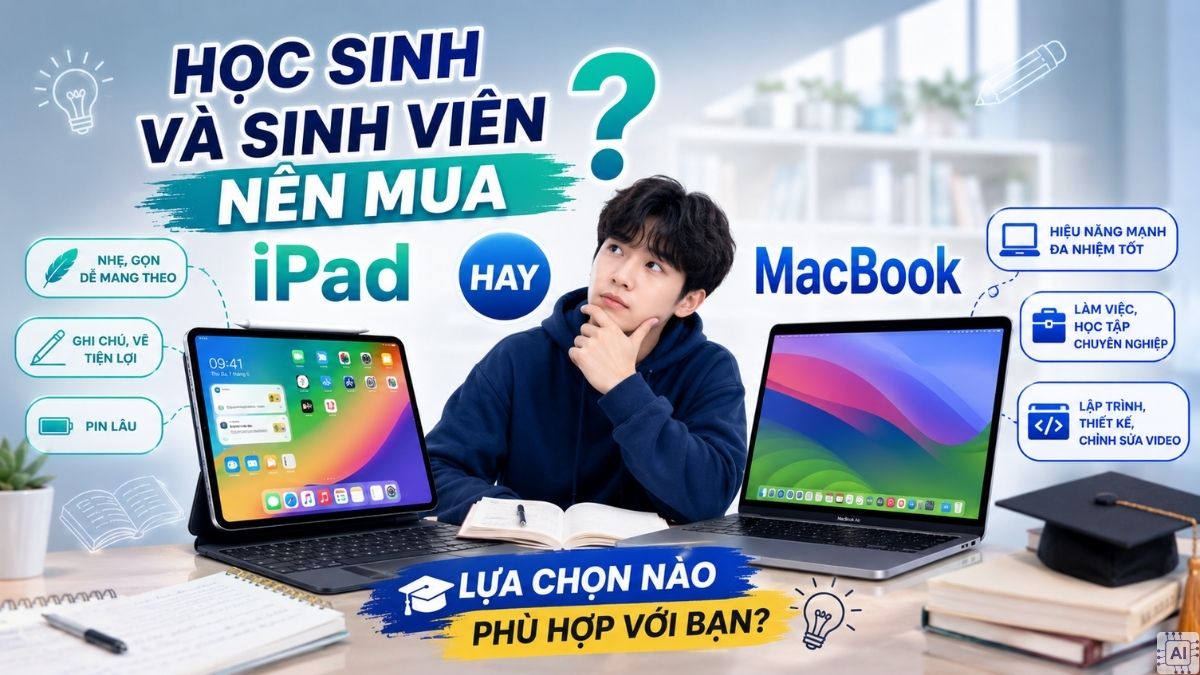 Học sinh và sinh viên nên mua iPad hay MacBook