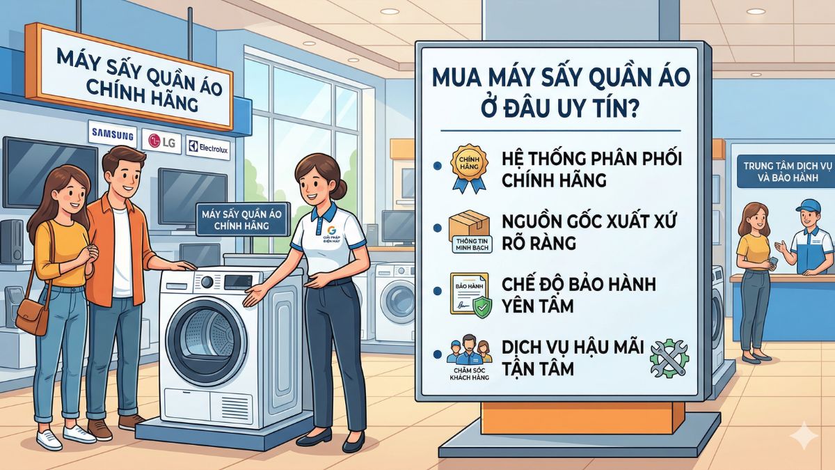 Lựa cơ sở mua máy sấy quần áo uy tín