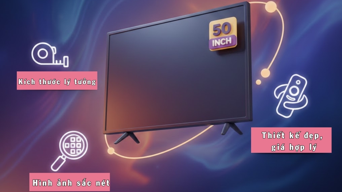 Tivi 50 inch được ưa chuộng nhờ độ tương thích cao về diện tích và tính ứng dụng thực tế