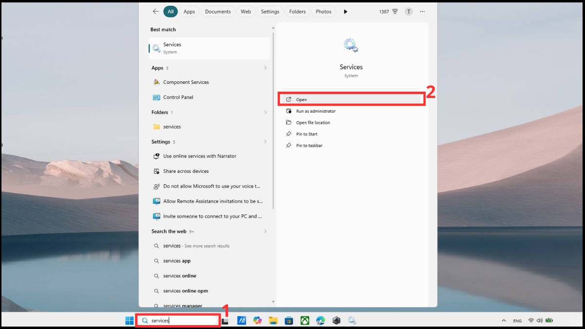 Bật lại dịch vụ Windows Update bước 1