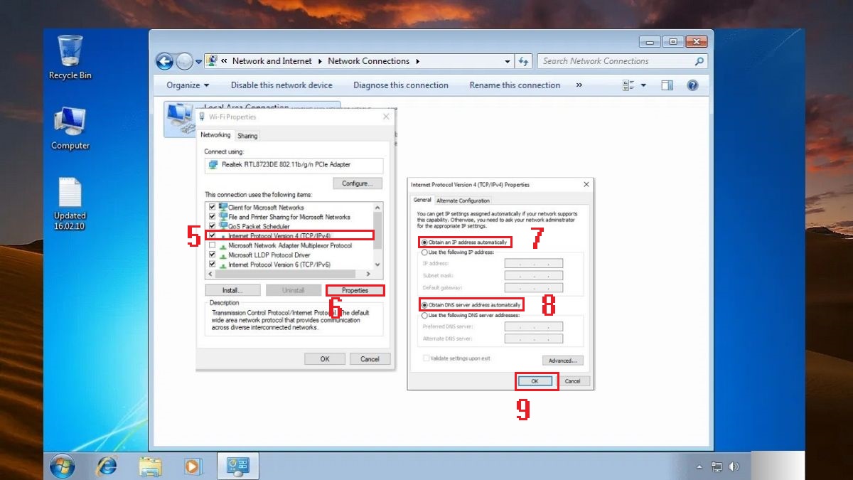Kiểm tra lại IP để khắc phục lỗi No Internet Win 7 bước 5 (Hình minh họa)