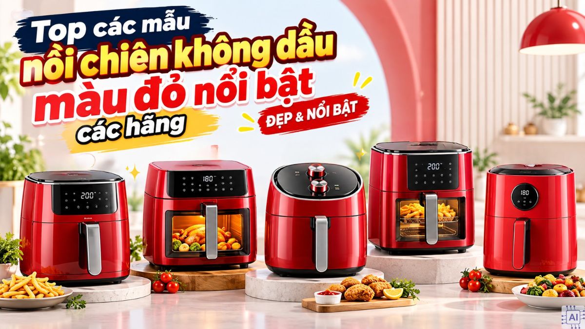 Top các mẫu nồi chiên không dầu màu đỏ nổi bật các hãng