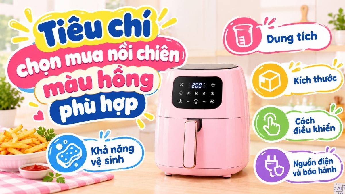 Tiêu chí chọn mua nồi chiên màu hồng phù hợp