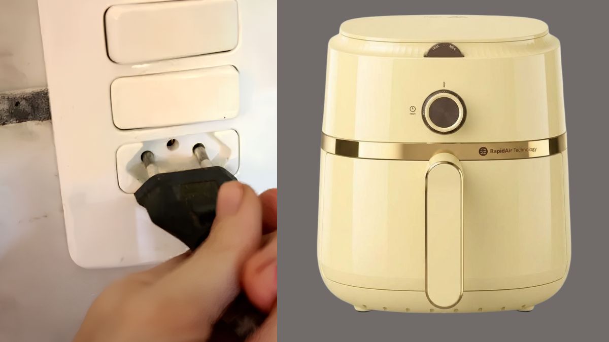 Cách vệ sinh vỏ màu vàng nồi chiên không dầu bước 1