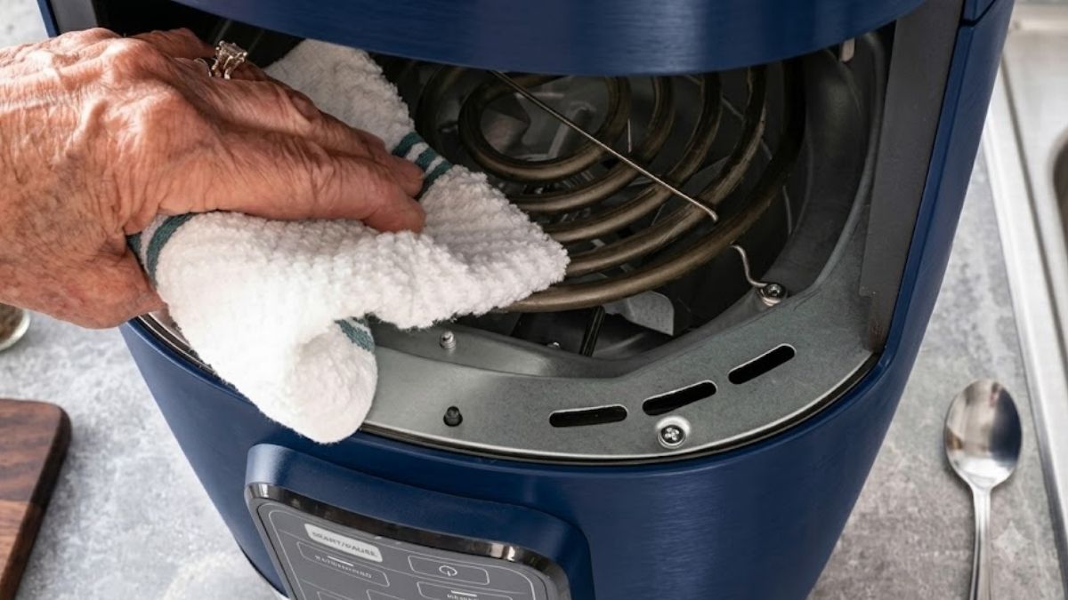 Cách vệ sinh và khử mùi nhựa nồi chiên không dầu mới bước 5