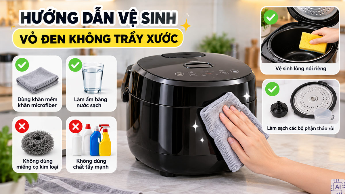 Hướng dẫn vệ sinh vỏ đen không trầy xước