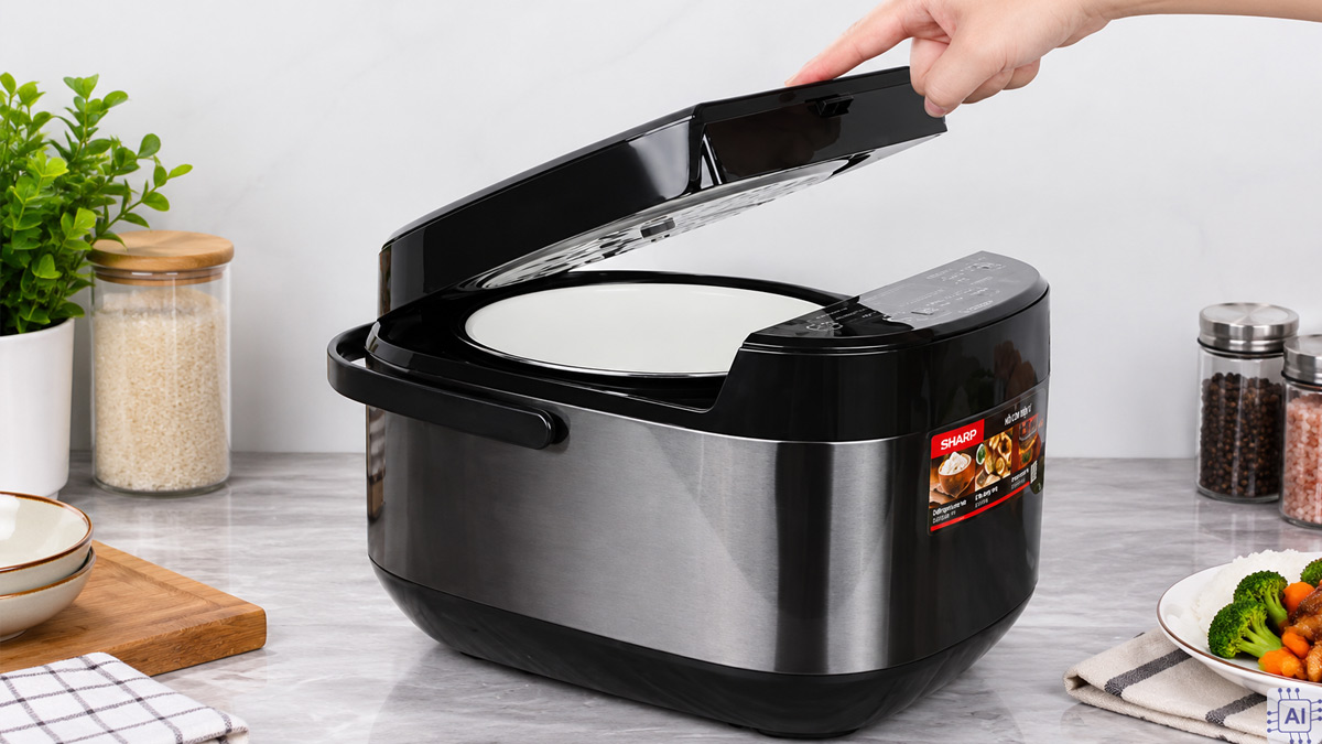 Nồi cơm điện tử Sharp màu đen KS-COM194EV-BK/RD 1.8L