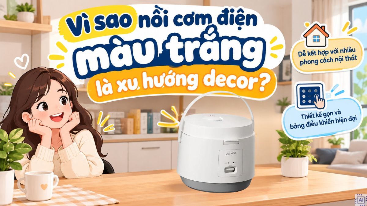 Nồi cơm điện màu trắng được ưa chuộng