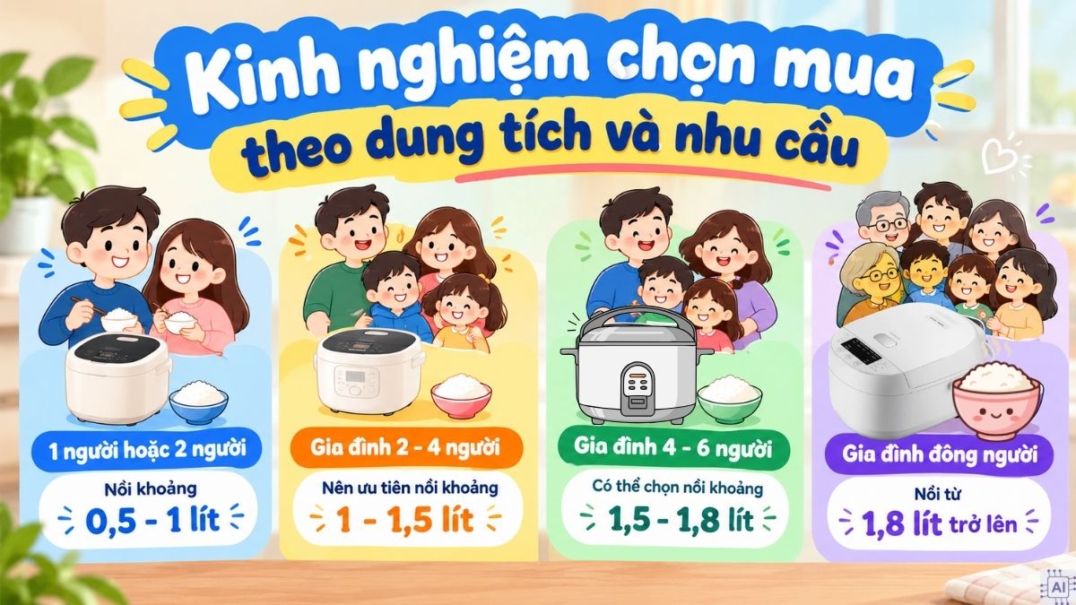 Kinh nghiệm chọn mua theo dung tích và nhu cầu