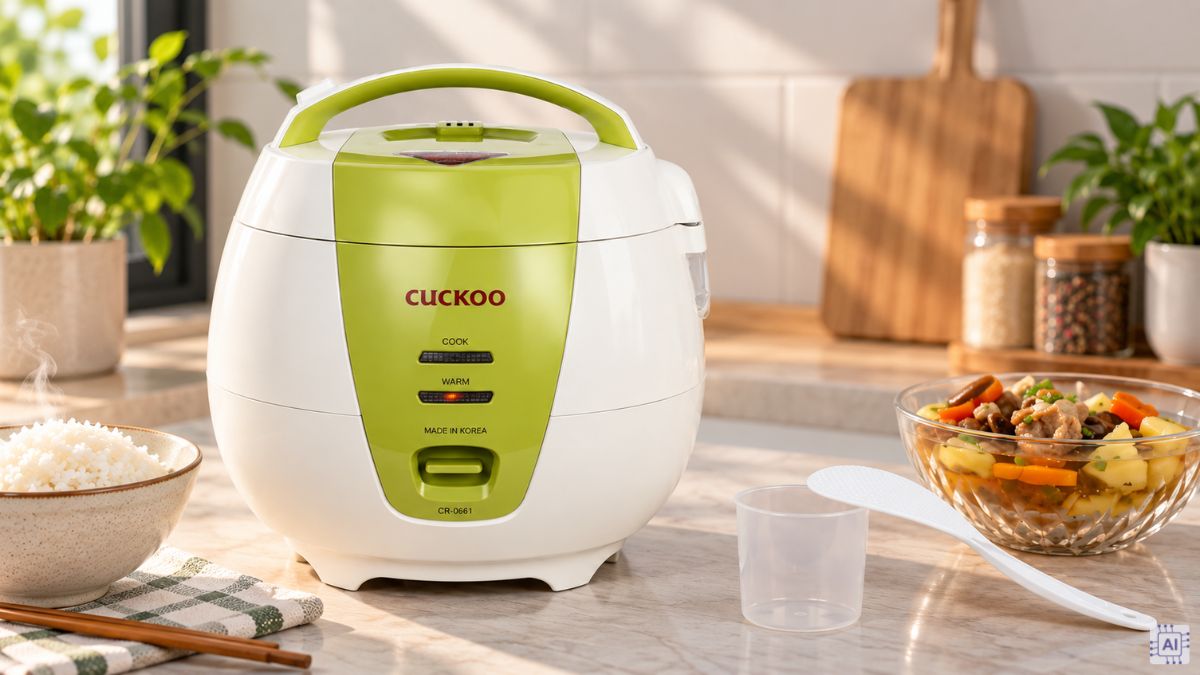Nồi cơm điện Cuckoo màu xanh ngọc sang trọng