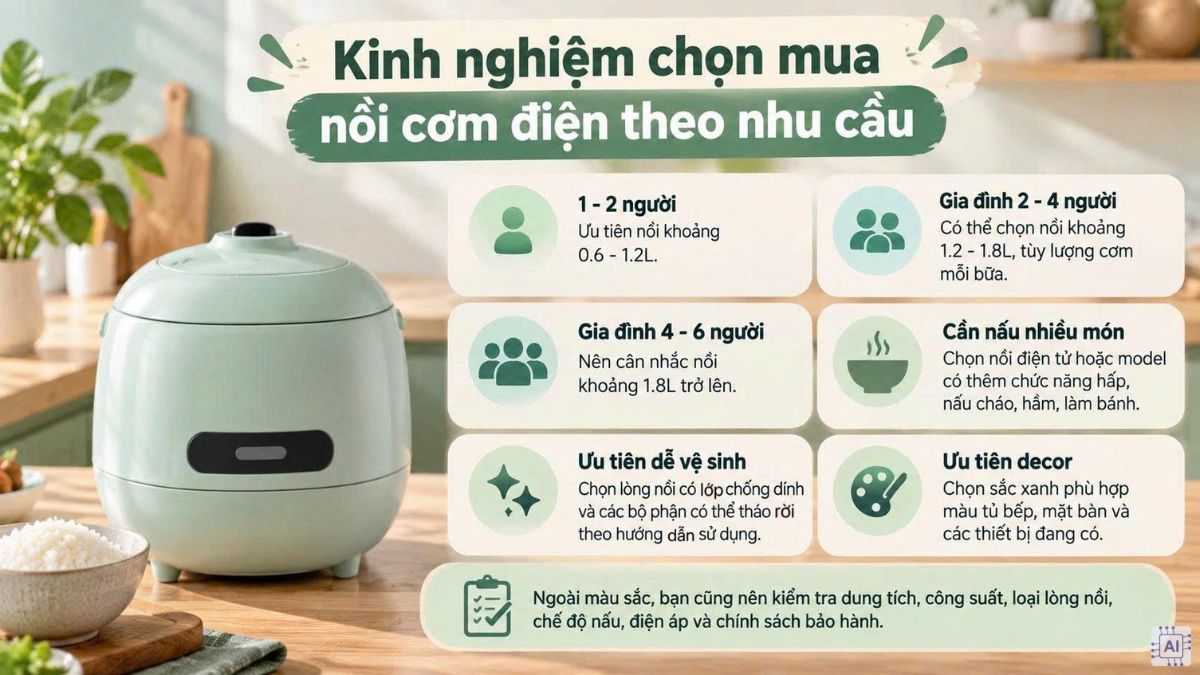 Kinh nghiệm chọn mua nồi cơm điện theo nhu cầu