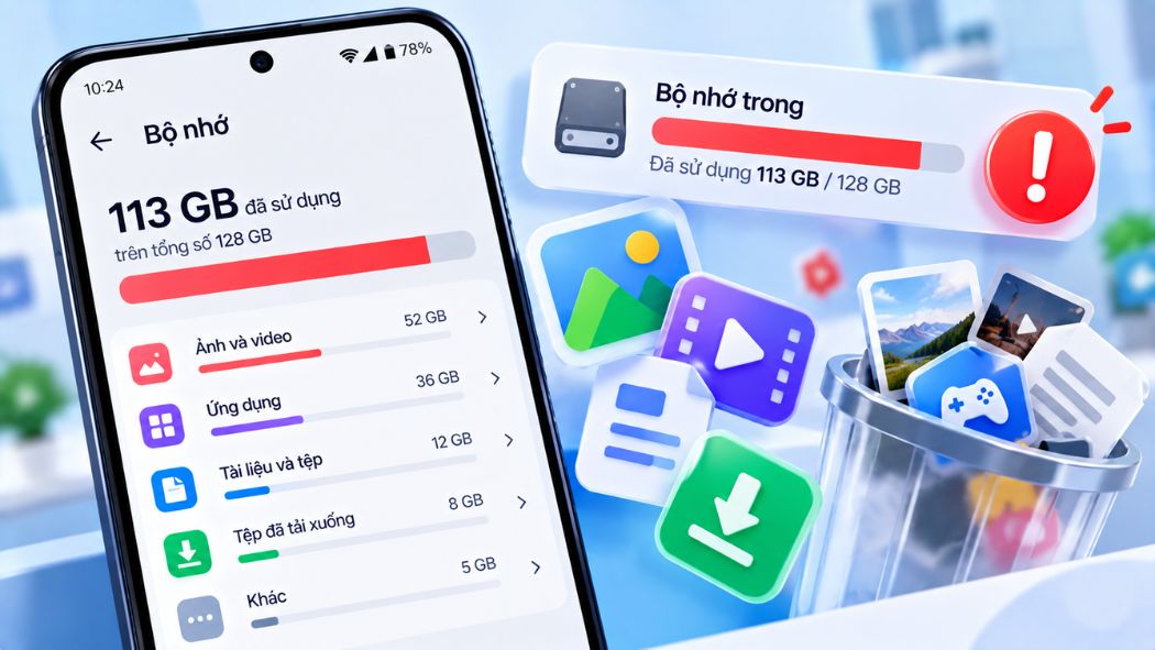 Thiết bị không còn đủ dung lượng lưu trữ