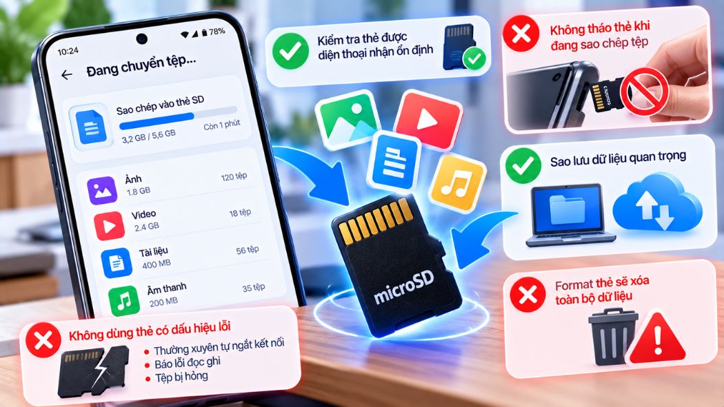 Lưu ý tránh thẻ nhớ bị lỗi bộ nhớ mất dữ liệu