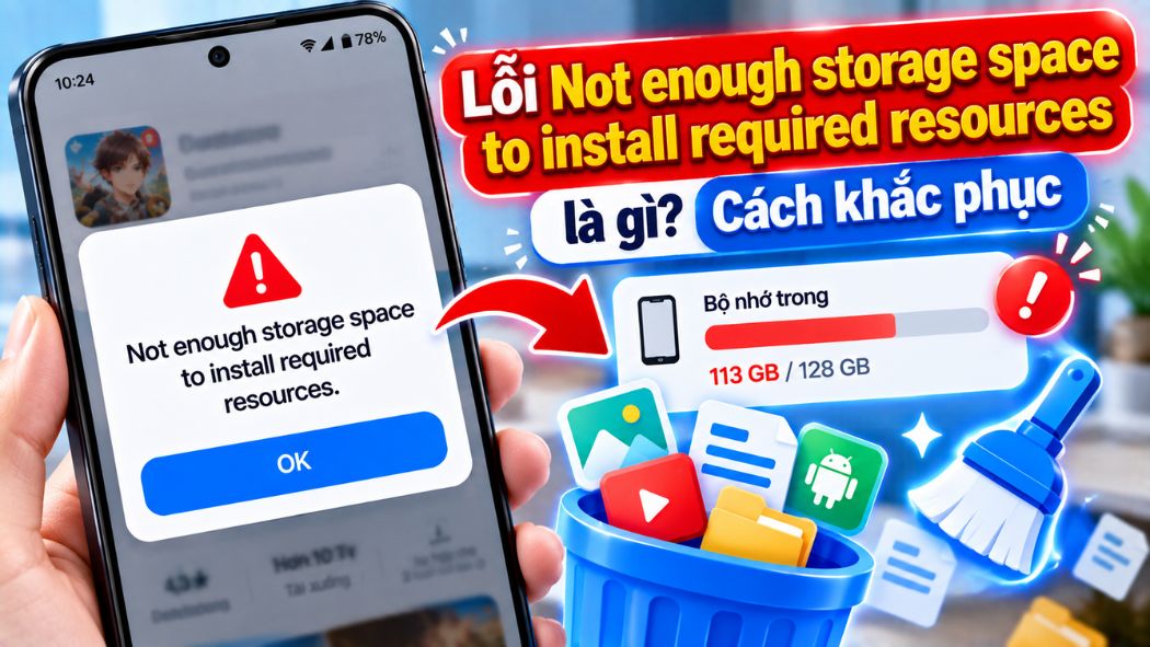 Lỗi Not enough storage space to install required resources là gì? Cách khắc phục