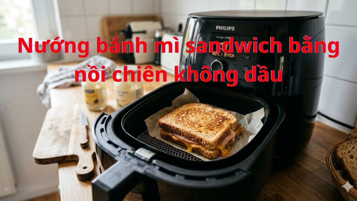 Cách nướng bánh mì sandwich bằng nồi chiên không dầu giòn ngon